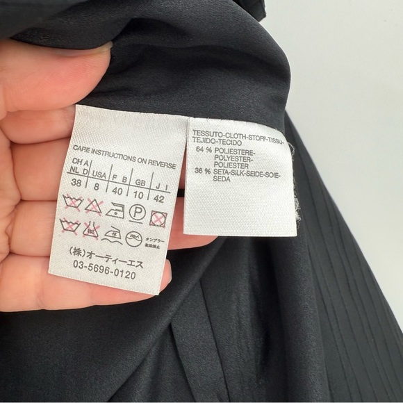 Max Mara Made In Italy Vintage Pinstripes Retro Black Long Jacket Size USA 8 - Picture 7 of 12